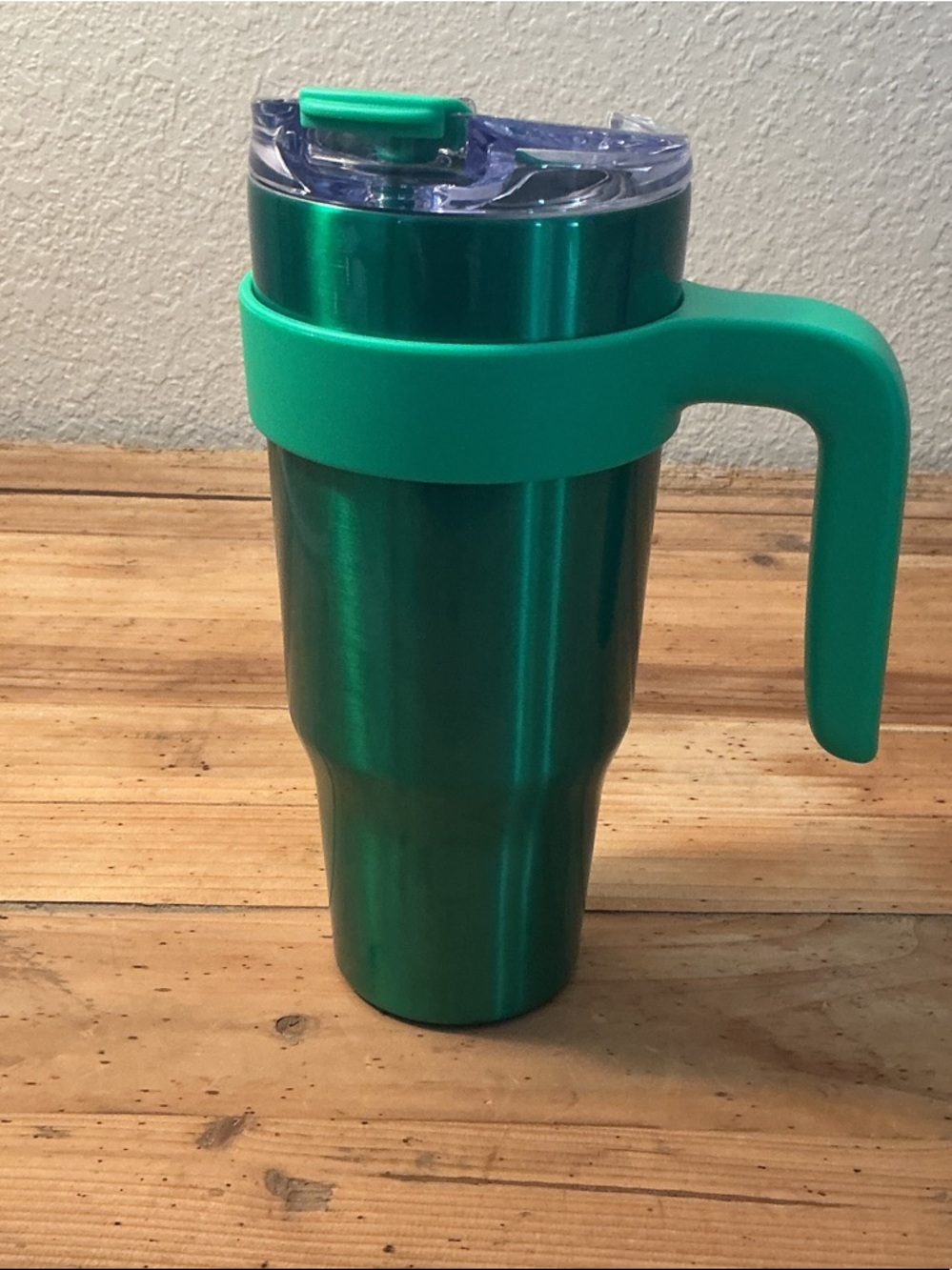 Green Insulated Travel Mug with Handle